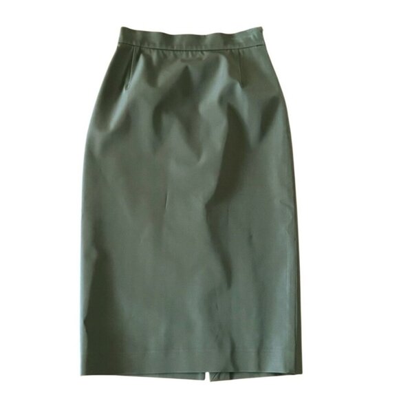 Prada Women's Sz 44 (US Sz 8) Khaki Green Straight Skirt - Picture 1 of 10